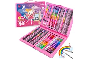 WEEKSUN 168 Pieces Art Set in Castle Theme, Drawing Kit with Crayons, Oil Pastels, Colored Pencils, Sketch Pencils, Watercolor Cake, etc, Art Supplies Gift for Kids Teens Adults Artists