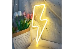 Weeddy Néon LED Foudre, Lampe Neon Signe Décoration Murale Alimenté par USB ou Pile, Enseigne Lumineuse Neon Deco pour Chambre à Coucher, Salon, Gaming, Bar, Noël, Fêtes (Foudre Jaune)