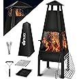 tillvex Braciere da Giardino o Terrazza con parascintille | Camino da Esterno con Funzione Grill | Forno da Giardino con Telo
