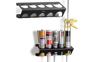 etterr | Support mural pour cartouches en silicone et pistolet | 4 trous + 1 pistolet | 100 % acier renforcé | Organisateur étagère étagère atelier garage van | Fabriqué en Europe | 33 x 10 x 10 cm