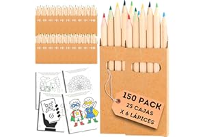 ALEJANDRO FUENTES AF® - 150 Colores, Pack Pintura Niños con 25 Mini Regalos, Lápices Infantiles, Pinturas para Niños, 6 Colores + Plantillas QR