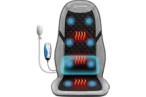 COMFIER Masajeador Cervical y Espalda con Calor, Funda de Asiento de Masaje con 5 Modos de Vibración, 3 Intensidades, 3 Temporizadores para Aliviar el Dolor de Espalda, Regalos para Mujeres
