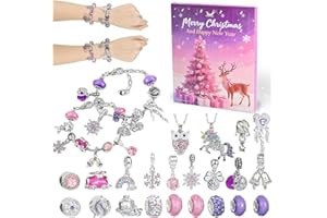 HERMORRYSS Calendario Avvento 2025 Bambina, Calendario Dell'avvento Fai Da Te, Calendario Avvento 2025 Bambina con Gioielli e Bracciale, Calendario Dell'avvento Donna, Regalo Ragazza 3+Anni (A)