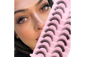 GEMERRY 10 paires de Faux cils 3D Oeil de Chat, Volume moelleux Curly Cat-Eye Cils artificiels Look Naturel, Réutilisables 3D Faux cils de maquillage faits main(XH03)