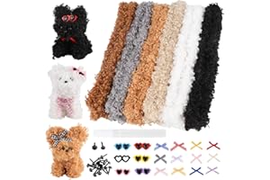 RVLZKCPG 6 pulitori per pipa da 1 m, spessore 20 mm, in peluche riccio, per il fai da te, set con arco, occhio nero, triangolo naso e cuore a forma di vetro, pulitore per pipe per progetti fai da te