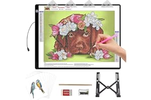 IVAOOZE Table lumineuse A4, 36 x 27 cm, plaque lumineuse avec support et clips, table lumineuse ultra fine, boîte lumineuse super lumineuse pour dessin, dessin, croquis. Luminosité réglable