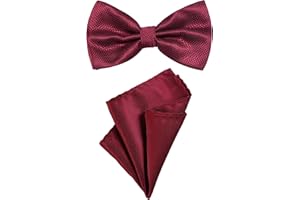 DonDon Herren Fliege und Einstecktuch gebunden und größenverstellbar