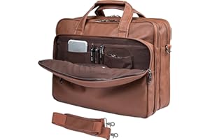 seyfocnia Laptoptasche aus Leder für Herren, 15,6 Zoll / 17,3 Zoll Messenger, Aktentasche, Business-Tasche, Computerhandtasche, Schultertasche, passend für Laptop