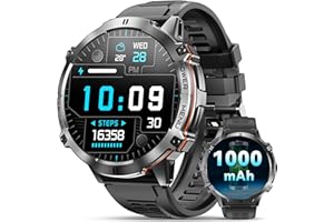 OUKITEL Montre Connectée Homme BT13 Batterie 1000mAh Écran AMOLED 1,73 Pouces Chat GPT Smartwatch IP68 Étanche 100 Modes Sportifs Montre Fréquence Cardiaque SpO2 Sommeil Moniteur pour Android/iOS