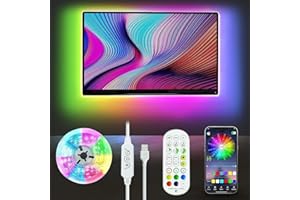 MEIYUE Tira LED TV, 4M Luces LED TV RGBIC, Múltiples Modos de Escena y Sincronización de Música, Tira de luces LED para TV con Aplicación y Control Remoto para Retroiluminación de TV de 40-75 Pulgadas