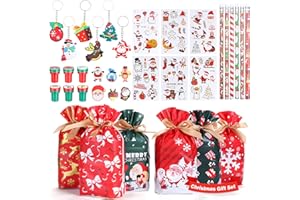 GWHOLE Gadget Natale Bambini 36 pz Gadget Natalizi per Bambini Giocattoli per Feste di Natale con Adesivi Luminosi per Tatuaggi, Matite, Timbri, Anelli, Portachiavi, Sacchetti Regalo
