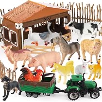 Set De Ferme Avec Animaux Réalistes - 60 Pièces Clôture Jouet + 12 Animaux Miniatures - Pour Enfants 2 Ans Et Plus, Jeu éducatif