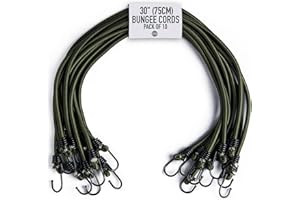 Pluvios - 30" (75CM) Heavy Duty Bungee Cords with Hooks - 10 Pack – Choice of Sizes - Multi-Purpose Elastic Bungee Straps for Luggage Straps, Camping - Weatherproof & UV Resistant