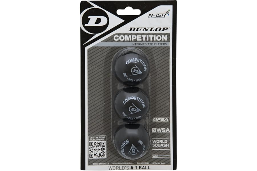 DUNLOP Squash Balls Competition Yellow, for Beginners and Advanced Players