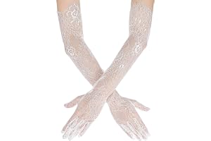Nogeqi Långa spetshandskar vita spetshandskar långa vita blommor spetsar vintage kvällshandskar damer 1920-tals långa spetsha