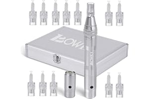 ‎BOWKA BOWKA Elektrischer Derma Pen Microneedling Pen inkl. 12 Stück Mikro Nadelpatrone kabellos Wiederaufladbar verstellbar von 0,25 bis 2,5 mm (silber)