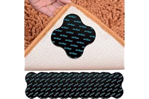Tiamorph 8 Pieces Rug Grippers,Large Size Carpet Grippers,Reusable Anti Slip Rug Grip Rug Stickers for for all Types and Sizes of Rugs(Black)