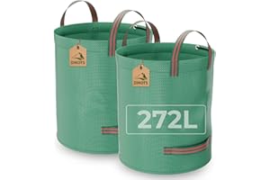 DIKOTS Garden waste bags heavy duty - 272 Litre Pack of 2 reusable garden bags heavy duty with handles - Industrial standard garden sacks ideal for collecting plant waste grass & leaves