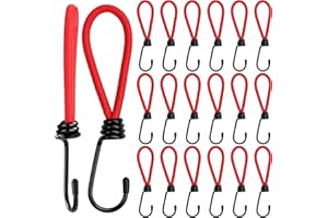 Belle Vous 20pz Cinghie di Fissaggio con Ganci Elastici per Teloni Rosse in Metallo - Tiranti Elastici 15cm - Corde Elastiche con Ganci per Tende, Ganci per Teloni, Elastici Portapacchi da Campeggio