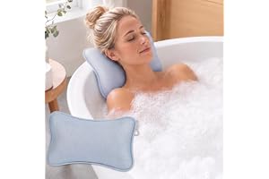 Badkudde med sugkoppar, tvättbar och snabbtorkande | med stora sugkoppar för fast grepp, perfekt för badkar, bubbelpool och spa hemma