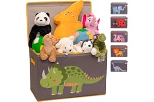 OLIVE & OSCAR OLIVE&OSCAR 80L Toy box, kids Toy Box Storage with Lid & Handles, Suitable for All Children, Boys, Girls,Toddlers, Green Dinosaur, L60cmW33cmH40cm