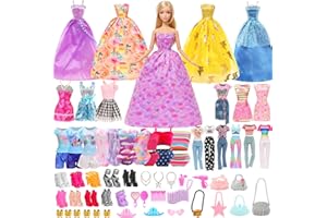 Miunana 42 Pezzi Per 11.5 Pollici 30 CM Bambola: Abito + Pantaloni + 2 Vestiti Da Sposa + 2 Vestiti Moda + 2 Costumi Da Bagno + 10 PCS Scarpe + 24 Accessori (Non Include Bambola)