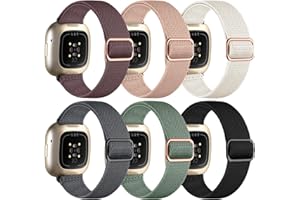 IMIVIO 6 Stück Kompatibel mit Fitbit Versa 3 Armband/Fitbit Versa 4 Armband/Fitbit Sense Armband/Fitbit Sense 2 Armband, Weiches Elastisch Ersatz Nylon Sport Band für Damen/Herren, Multi Farben