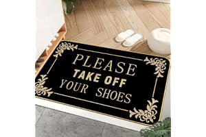 Please Take Off Your Shoes Funny Welcome Mats Entrance Mats Indoor Outdoor Personalised Non Slip Gift Mat 17" x 29" Black