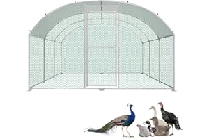 LZQ Poulailler - 3 x 6 m - En métal galvanisé - Avec protection solaire - Toit et porte - Pour poules, lapins, petits animaux