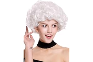 WIG ME UP- 91097-ZA68C Peluca señoras Mujer Carnaval Halloween Blanca, Rizado, Corto, Abuela Abuelita anciana 1980s
