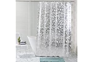 KOSHIFU Tenda per Doccia con Anelli 240 x 200 CM Impermeabile Antimuffa per Vasca da Bagno. Tenda Trasparente EVA 3D Ciottoli Moderna Antivento Caldo