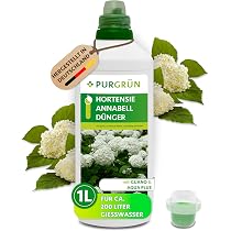 Purgrn Rispenhortensie-Dnger 1 Liter  Organisch-mineralische Rezeptur   Premium-Flssigdnger mit Spurennhrstoffen  NPK 5+7+8  Mit Guano &  Spurennhrstoffen  Fr prchtige Blten : Amazon.de: Garten