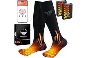 DEZEHUI Calze Riscaldate Uomo Donna - 7.4V 3000mAh Calzini Riscaldati a Batteria, Controllo delle APP Calzini Riscaldanti per Inverno All'aperto