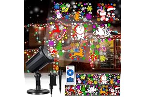 CSYY Christmas Projector Light with Remote & 5m Cable, Xmas Projector Light Christmas Theme Outdoor Indoor, HD Xmas Lamp Automatic Rotation for Party, Garden Home Decorative Lighting