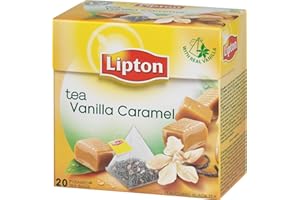 NUGOYA Lipton VANILLA and CARAMEL Tea Bags - Sealed Boxes of 6 x 20 bags = 120 pyramid tea bags