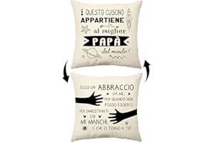 Aconesong Questo Cuscino Appartiene al Miglior Papà del Mondo Divertenti Copricuscini per Padre Regalo di Festa del Papa Regali di Compleanno Natale da Figlia Figlio (Papa)