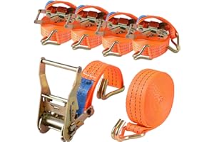 Snewvie 4 Stück 1000kg 4m Spanngurte mit Ratsche und Haken 2 teilig Ratschengurte 25mm 1000 daN 1t Zurrgurte wetterfest & robust