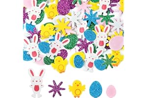 DHRUTI 160 PCS Autocollants Pâques en Mousse,Stickers Pâques en Mousse Paillettes,3D Gommettes Autocollantes Animaux con lapin de paques, oeuf paques, pour Scrapbooking,Artisanat DIY Décoration de Pâques