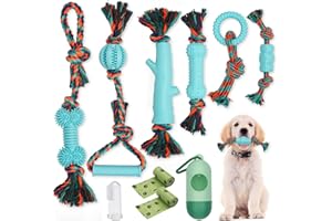 COZII Dog Chew Toys Durable, Dog Rope Toys for Boredom - Puppy Teething Toys with Natural Cotton and Rubber, Interactive Dog Toys for Aggressive Chewers (6 Pack)