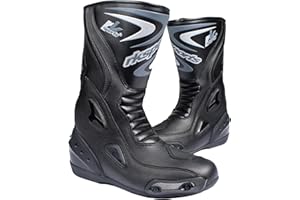 RKSPORTS LV14 Motorcycle Black Blue Red Armoured Leather Waterproof Motorbike Race Boots