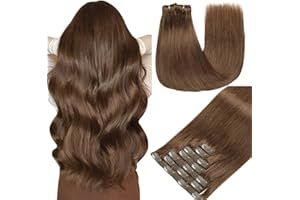 GUDOZO Clip in Extensions Human Hair 7pcs 35cm 80g Invisible Clip Extensions Human Hair Extensions Human Hair Clip Extensions Skin Weft Hair Extensions(14Inch,4#)