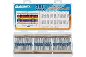 AUKENIEN 1/8W Resistencias Electronica 40 Valores 400 piezas Kit Resistencia 0 a 10M Ohm Película Metálica Resistores Cumple RoHS Con Tolerancia ± 1% Resistor