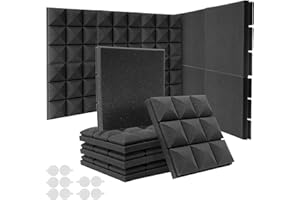 JAMELO 12 Pièces Mousse Acoustique champignon 25 x 25 x 2 cm Mousse de Polyuréthane Haute Densité pour Isolation Acoustique Absorbeur de Bruit Isolation Acoustique Traitement Acoustique