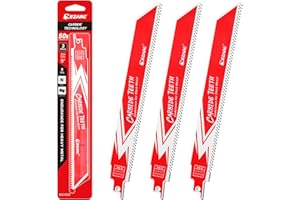 EZARC Carbide Reciprocating Saw Blade R978HM Endurance for Thick Metal, Cast Iron, Alloy Steel 225mm 8TPI, 3-Pack