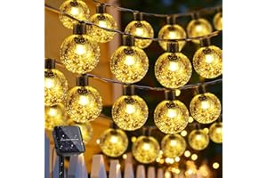 LuJasi Solar Lichterkette Aussen, 18M 100LED Lichterkette Außen Solar IP65 Wasserdicht, 8 Modi Kristall Kugeln, Solarlichterkette Outdoor für Balkon, Garten, Terrasse, Hochzeit, Party (Warmweiß)