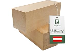 Edpas Legno di tiglio – Set di 2 blocchi di legno (20 x 7 x 7 cm) – Grande legno da intaglio – Legno da intaglio per bambini – Tornio in legno di tiglio