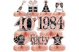 Voxisroma Deko 40. Geburtstag Frauen,9 STK Roségold Rosa Bienenwabe Mittelstück Tischdeko Geburtstag,40 Geburtstag Deko,40 Geburtstag Party Deko Supplies,Geschenke Für Frauen Zum Geburtstag