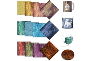 LUCKIGUCK Infusible Transfer Ink Sheets 12 Stück auf T-Shirt und Tasse (30.5 x 30.5 cm, Glitter A)