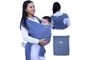 NAIZONE Fular Portabebé Elástico Unisex con Anillas - Porta Bebé Recién Nacido | Fácil de Usar y Seguro | Porteo Bebé Ergonómico y Transpirable - Hasta 20 kg | Bolsa de Transporte y Caja de Regalo Incluidas