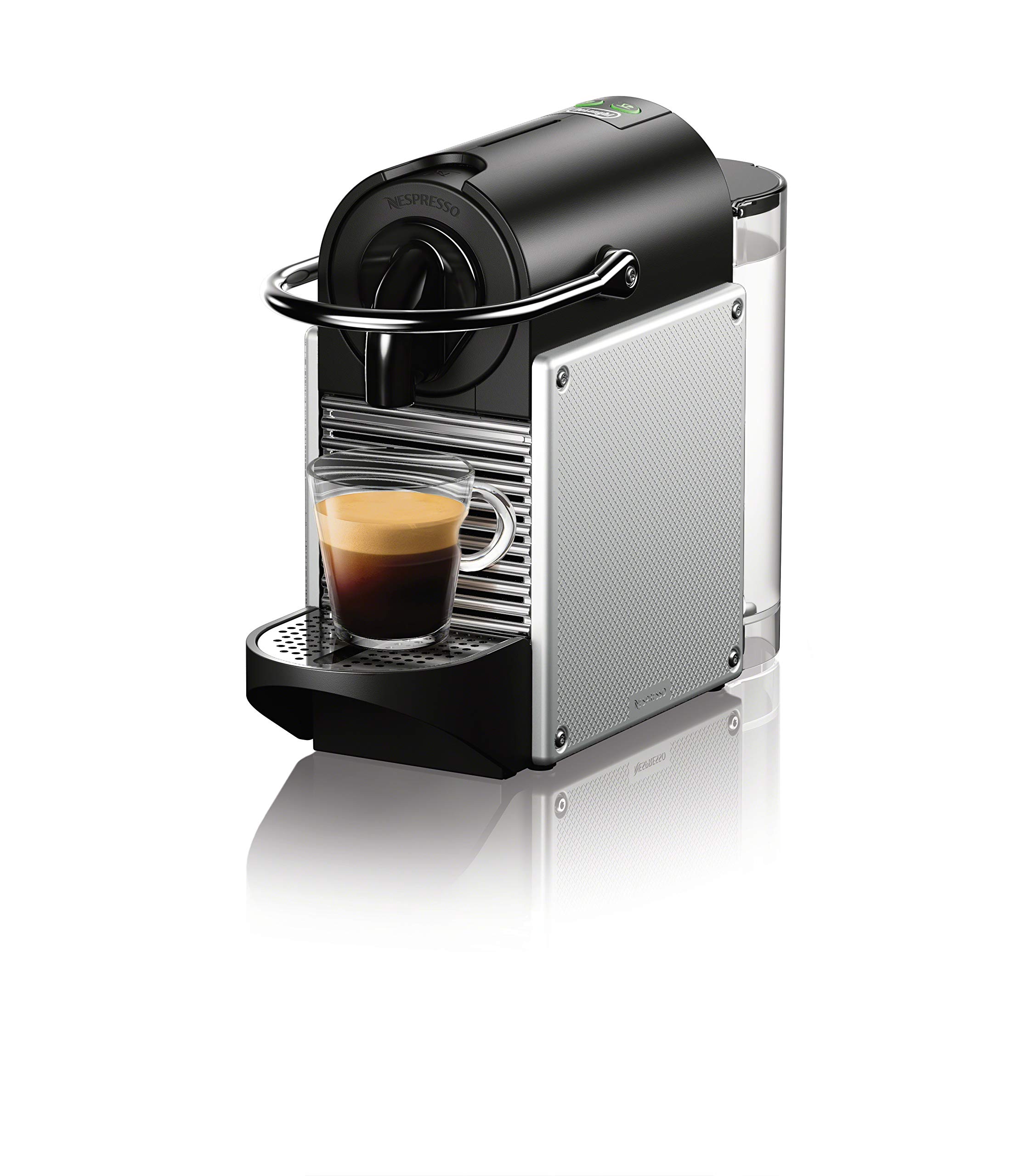 Nespresso Pixie Aluminium Espresso Coffee Machine by Delonghi with 14 Complementary capsules
